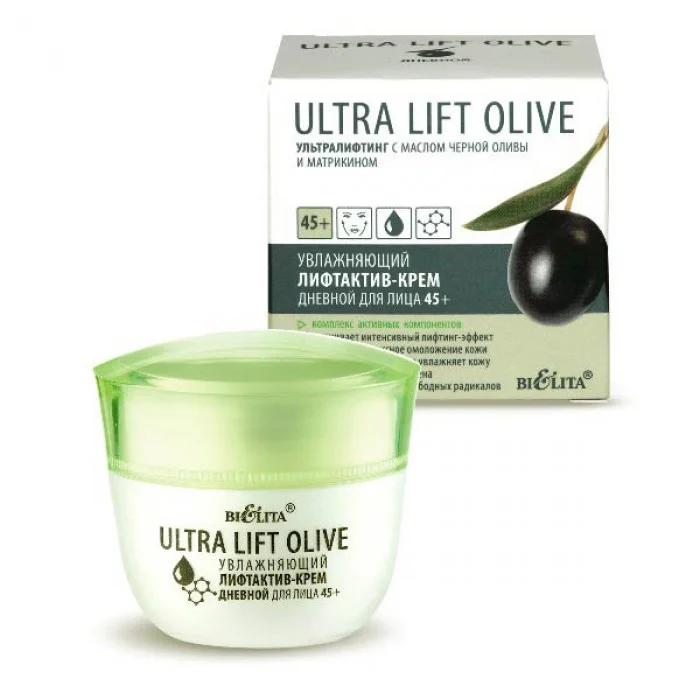 Увлажняющий лифтактив-крем дневной для лица 45+, Ultra Lift Olive Белита